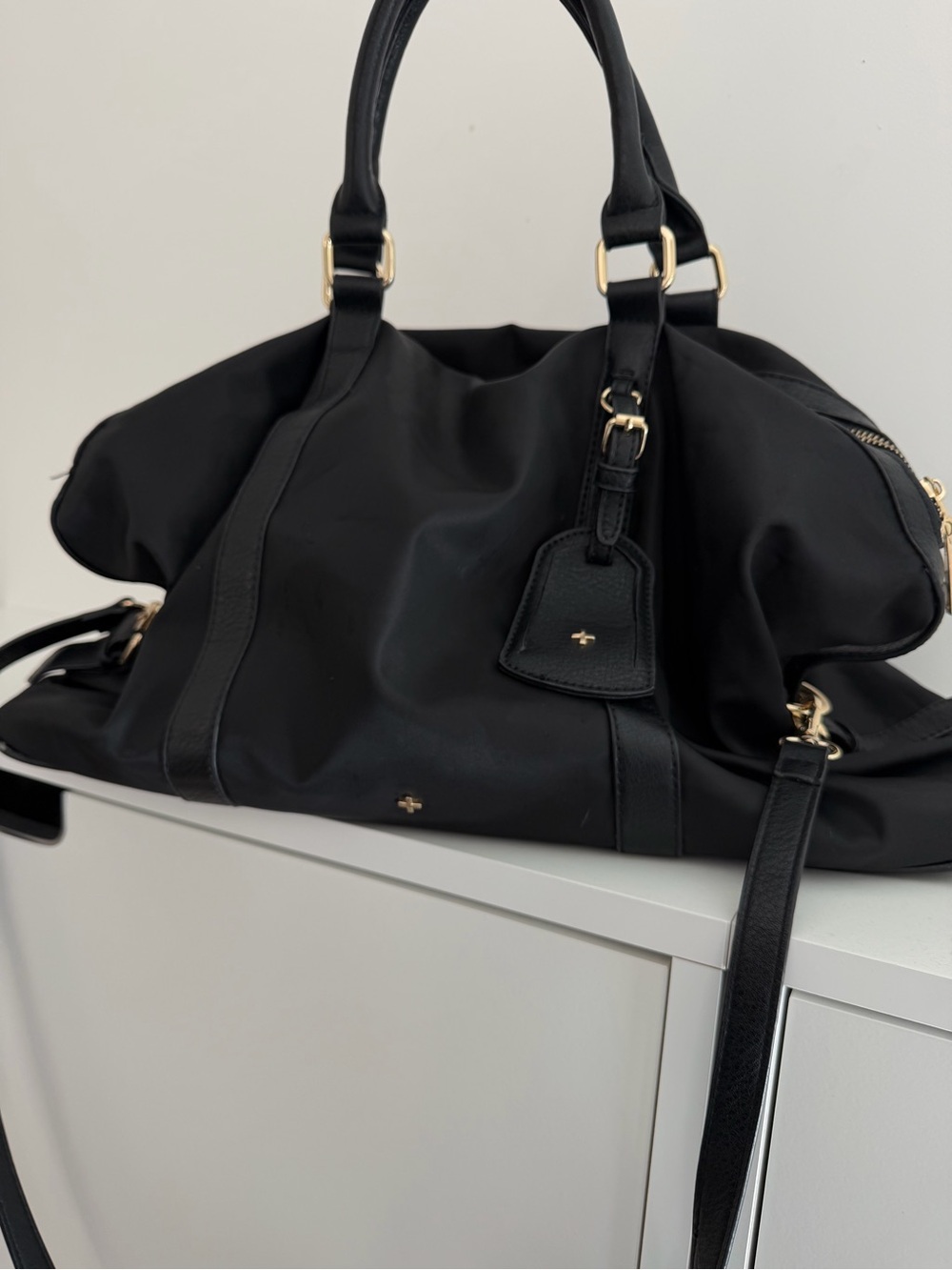 Classic Black Women's Tote Bag with Gold Hardware